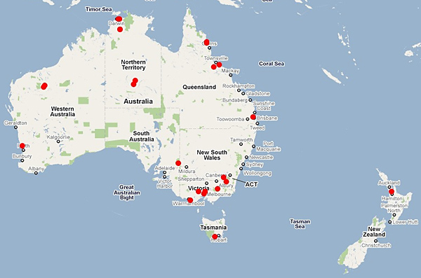 map showing monitoring sites