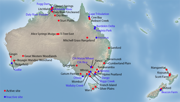 map showing monitoring sites