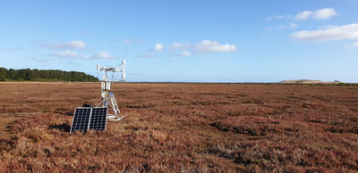 An image taken in the afternoon from the north facing south of the EC Station and the marshland