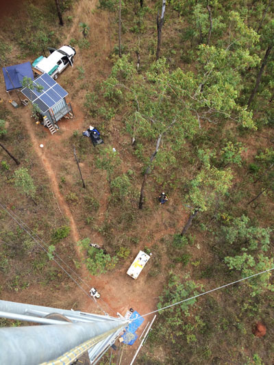 a view of the ground from up the mast looking straigt down