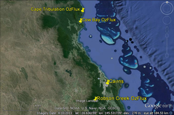 Far North Queensland flux stations map